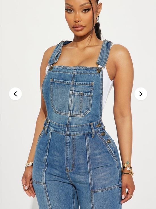 Fashion Nova NO LIMITS SEAMED UTILITY
DENIM OVERALLS NWT Size S - Picture 3 of 9